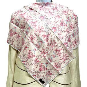 New tag on Lanvin Collection Mini Scarf 23" light pink  metalic floral logo(90)